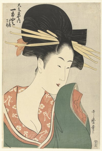 verdad de tierra alta r Letra mayúscula Ya Uchi Hitomoto (objeto de sonido de sangre te CT) de Kitagawa Utamaro