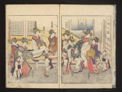 Cortesanos en una habitación de Kitagawa Utamaro