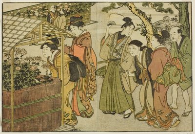 Exhibición de crisantemos, del libro ilustrado "Libro de imágenes: Flores de las cuatro estaciones," vol. 2 de Kitagawa Utamaro