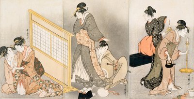 Almohada doble. Tríptico, ca 1794 de Kitagawa Utamaro