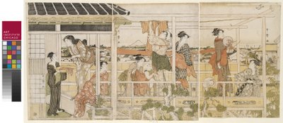 Secando ropa de Kitagawa Utamaro