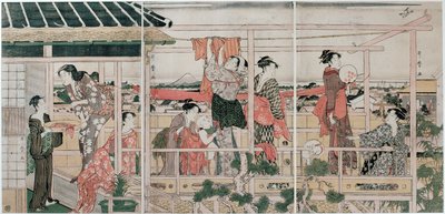 Secando ropa de Kitagawa Utamaro