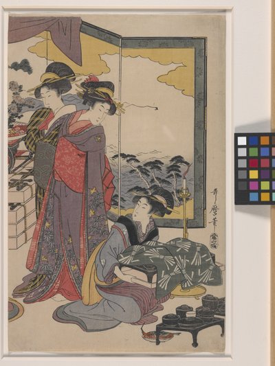 Festival Ebisu (xilografía en color) de Kitagawa Utamaro