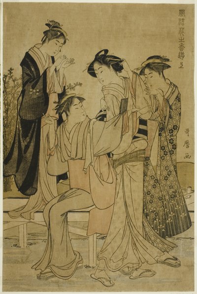 Placeres Elegantes: El Aroma de las Flores, derecha (Furyu hana no ka asobi, jo) de Kitagawa Utamaro