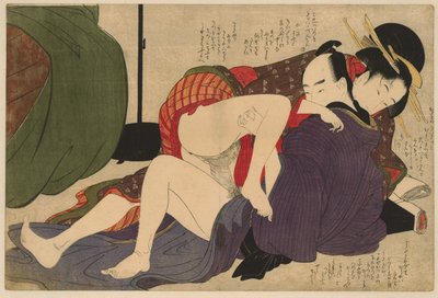 Geisha y su amante Negai no itoguchi (título de la serie) de Kitagawa Utamaro