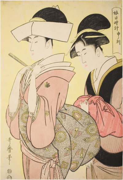 Hora del Mono [4pm] (Saru no koku), de la serie "Reloj de sol de mujeres jóvenes (Musume hi-dokei)" de Kitagawa Utamaro