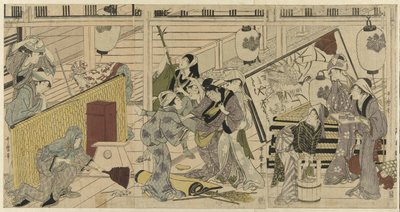 Limpieza de la casa en preparación para el Año Nuevo de Kitagawa Utamaro
