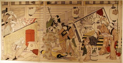 Limpieza de la casa en preparación para el Año Nuevo de Kitagawa Utamaro