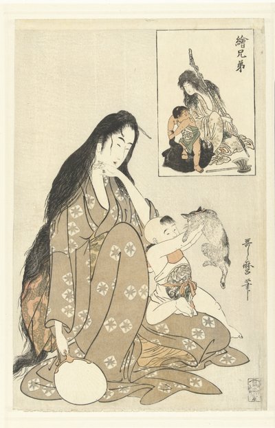 Kintoki y Yamauba Fotografías de hermanos (título de la serie) E kyodai (título de la serie sobre el objeto) de Kitagawa Utamaro