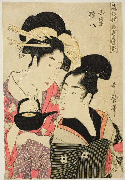 Komurasaki y Gonpachi, de la serie "Patrones de moda al estilo Utamaro" de Kitagawa Utamaro