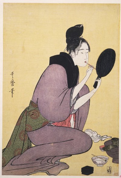 Kuchi-beni, Pintando los labios de Kitagawa Utamaro