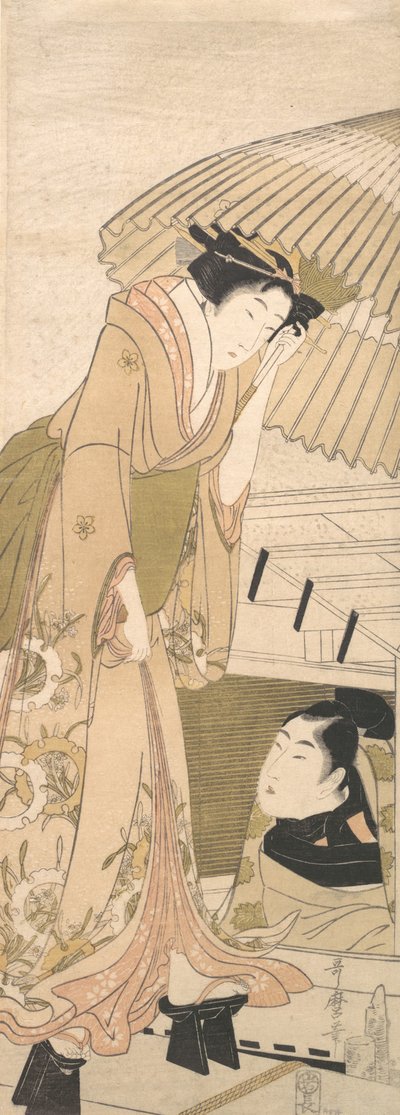 Embarcadero en la Nieve Yuki no sanbashi de Kitagawa Utamaro