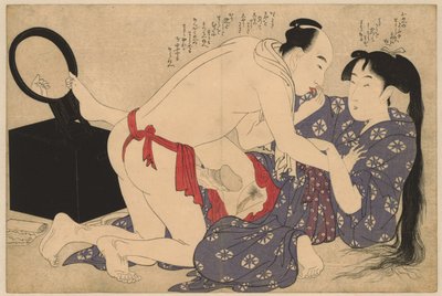 Pareja de amor frente al espejo Negai no itoguchi (título de la serie) de Kitagawa Utamaro
