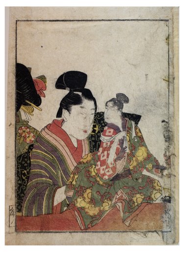 Escenas de marionetas con manipuladores masculinos y femeninos, c. 1758-1806 de Kitagawa Utamaro
