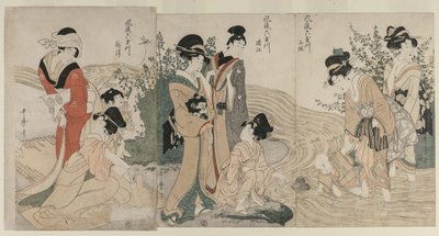 Provincias de Musashi, Omi, Yamashiro y Settsu de la serie Ríos de seis joyas a la moda de Kitagawa Utamaro