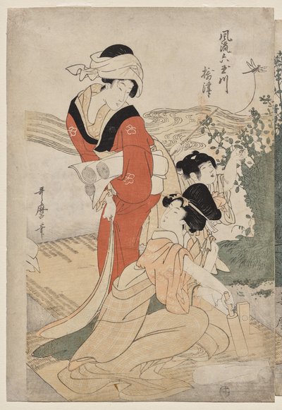 Provincia de Musashi de la serie Ríos de seis joyas a la moda (Furyu Mu Tamagawa) de Kitagawa Utamaro