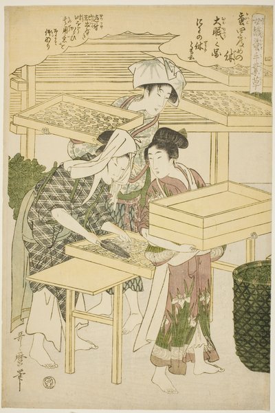 No. 4 (shi), de la serie "Mujeres dedicadas a la industria de la sericultura" de Kitagawa Utamaro