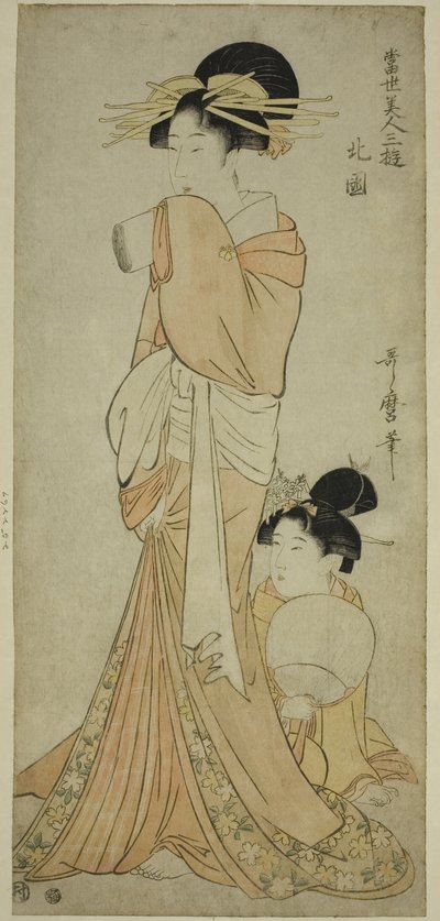 Barrio del Norte (Hokkoku), de la serie "Tres diversiones de bellezas contemporáneas (Tosei bijin sanyu)" de Kitagawa Utamaro