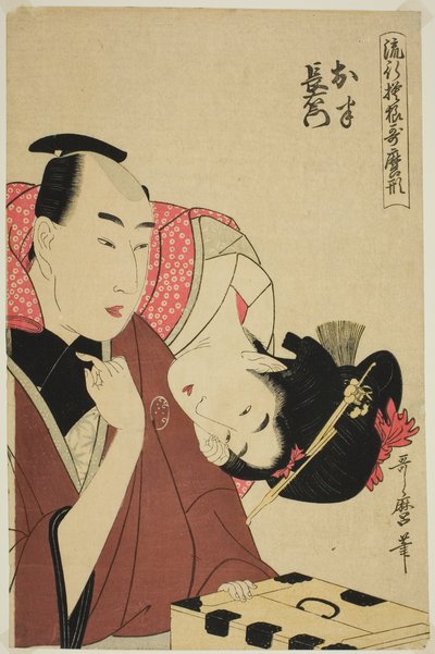 Ohan y Choemon, de la serie "Fashonable Patterns in Utamaro Style (Ryuko moyo Utamaro-gata)", c.1798-99 (xilografía en color; oban) de Kitagawa Utamaro