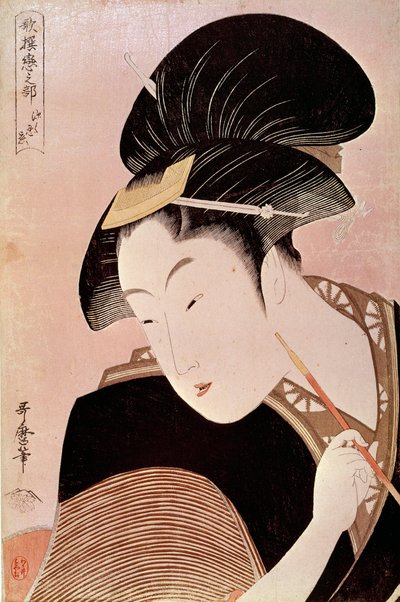 Retrato de Mujer. Estampa japonesa de Utamaro Kitagawa (1753-1806) de Kitagawa Utamaro