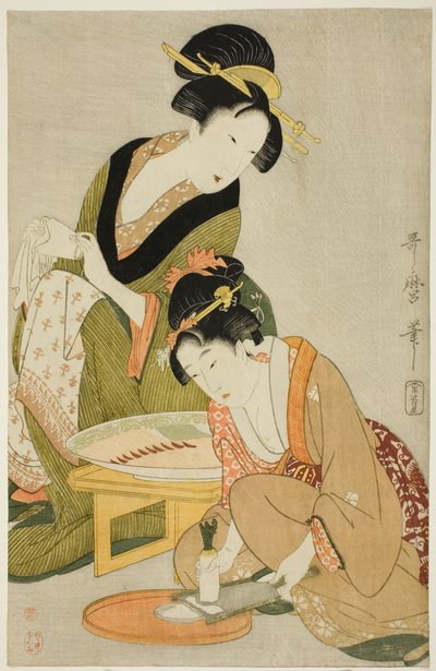 Preparando una comida de Kitagawa Utamaro