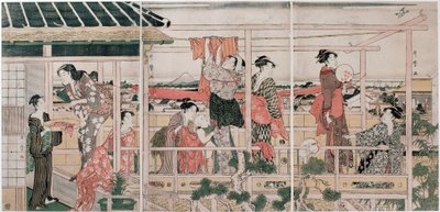 Secado de ropa de Kitagawa Utamaro