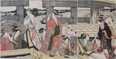 Sobre y bajo el puente de Ryogoku de Kitagawa Utamaro