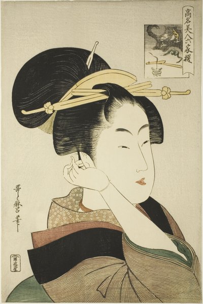Tatsumi Roko, de la serie Bellezas Renombradas Comparadas con los Seis Poetas Inmortales de Kitagawa Utamaro