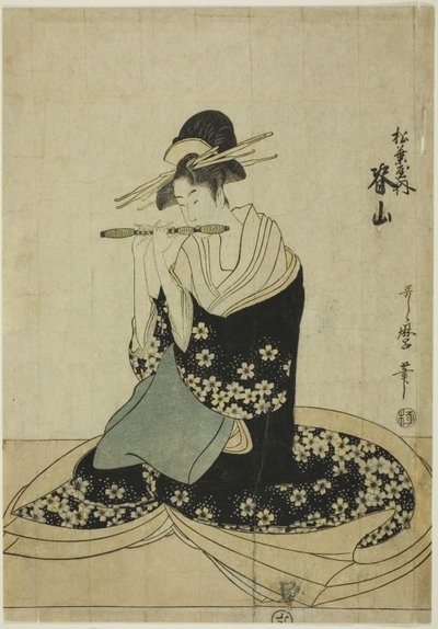 La Cortesana Seyama del Matsubaya, de una serie sin título de cortesanas del Matsubaya como cinco músicos de Kitagawa Utamaro