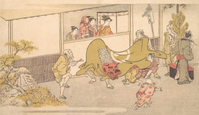 El baile del león, 1789 de Kitagawa Utamaro