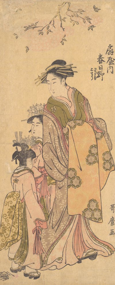 La Oiran Kasugano de Ogiya en desfile, ca. 1788 de Kitagawa Utamaro