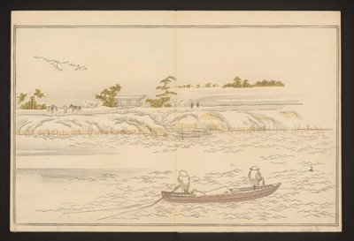 Las orillas del río Sumida en la nieve de Kitagawa Utamaro