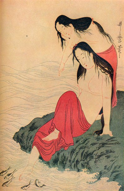 El panel izquierdo y último del tríptico Los Buscadores de Perlas, c1797-98, 1936 de Kitagawa Utamaro