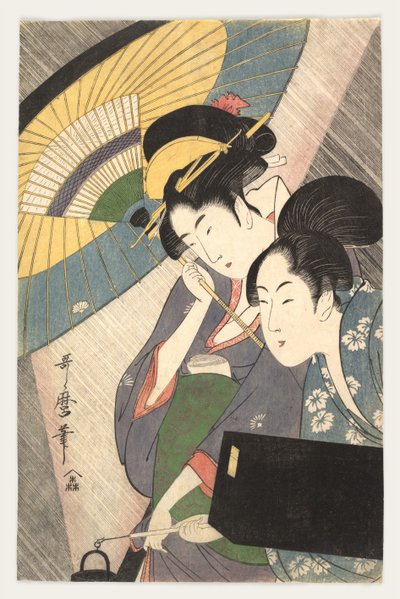 Dos Mujeres Bajo un Paraguas, 1790s de Kitagawa Utamaro