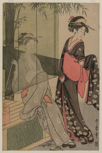 Dos mujeres junto a una persiana de bambú, c. 1797 o 1798 de Kitagawa Utamaro