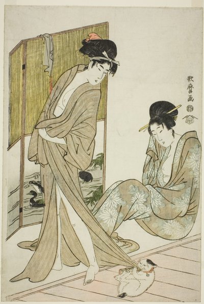 Dos mujeres jóvenes después de un baño de Kitagawa Utamaro
