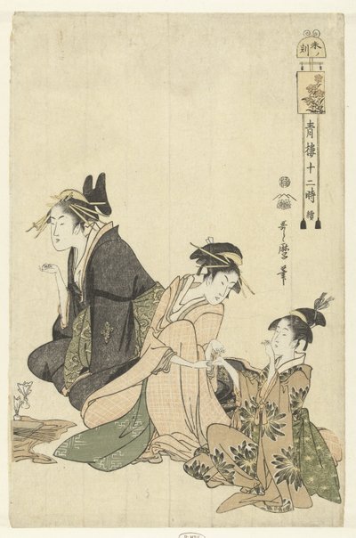 La hora de las ovejas: predecir el futuro
Hitsuji no koku (título en el objeto)
Doce horas en las casas del placer (título de la serie)
Seiro junitoki (título en el objeto) de Kitagawa Utamaro