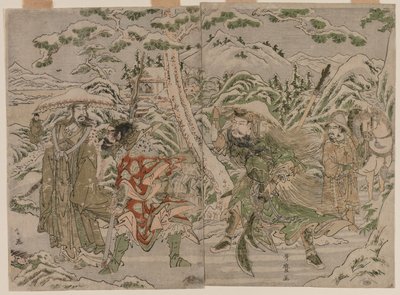Escena de invierno del Romance de los Tres Reinos de Kitagawa Utamaro
