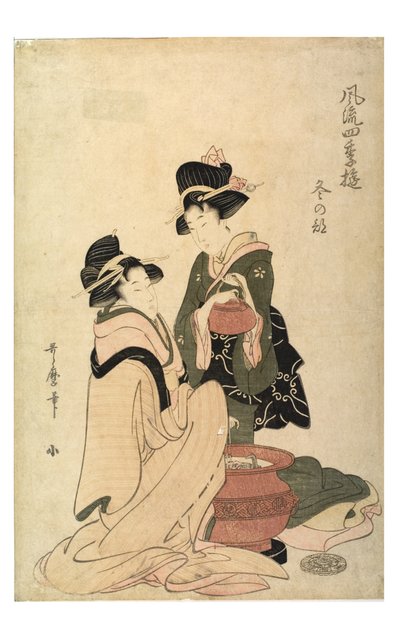 Invierno de la serie Placeres Elegantes de las Cuatro Estaciones, c.1758-1806 (xilografía en papel) de Kitagawa Utamaro