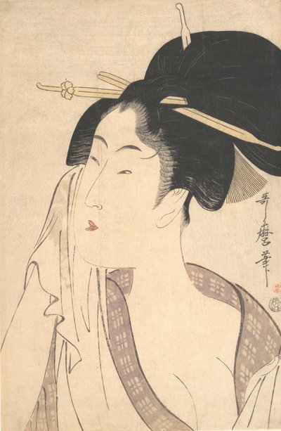 Mujer relajándose después de su baño, 1790s de Kitagawa Utamaro