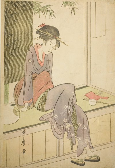 Mujer Sentada en la Veranda de Kitagawa Utamaro