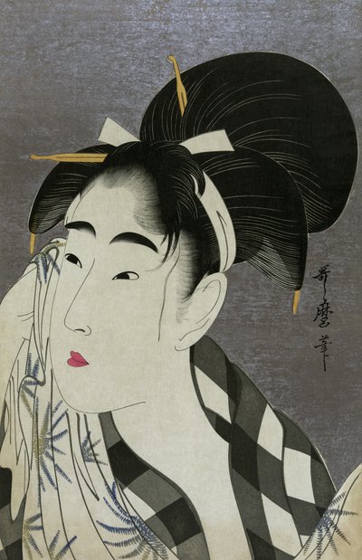 Mujer secándose el sudor, 1798 de Kitagawa Utamaro