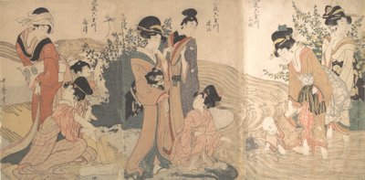 Mujeres y Niños en las Orillas de un Arroyo, finales del siglo XVIII-principios del siglo XIX de Kitagawa Utamaro
