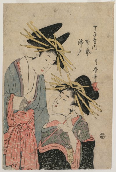 Las Cortesanas Karagoto y Nishikido de Chojiya de Kitagawa Utamaro II