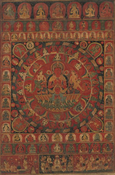 Mandala del dios sol Surya rodeado por ocho deidades planetarias, probablemente 1379 de Kitaharasa
