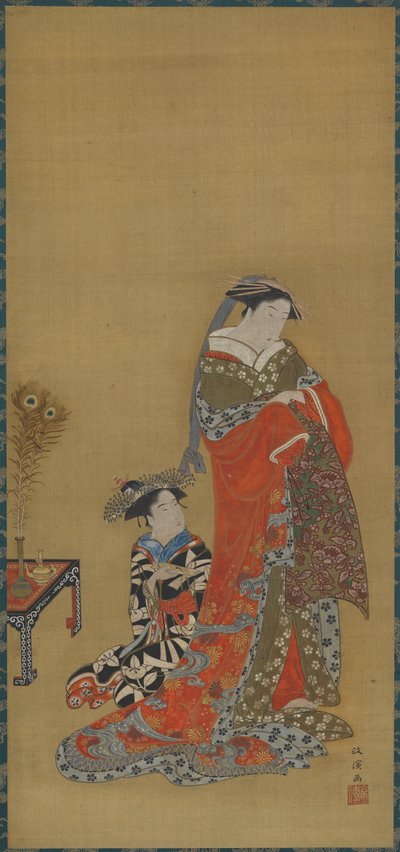 Una cortesana y asistente de Kitao Masanobu