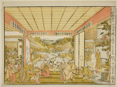 Acto VII (Shichidanme), de la serie "Imágenes en Perspectiva del Almacén de Retenedores Leales (Uki-e kanadehon Chushingura)" de Kitao Masayoshi