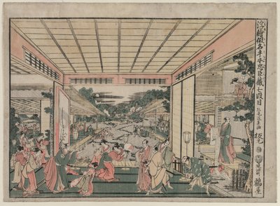 Chushingura: Acto VII de la serie Imágenes en Perspectiva para La Casa del Tesoro de la Lealtad, c. 17 de Kitao Masayoshi