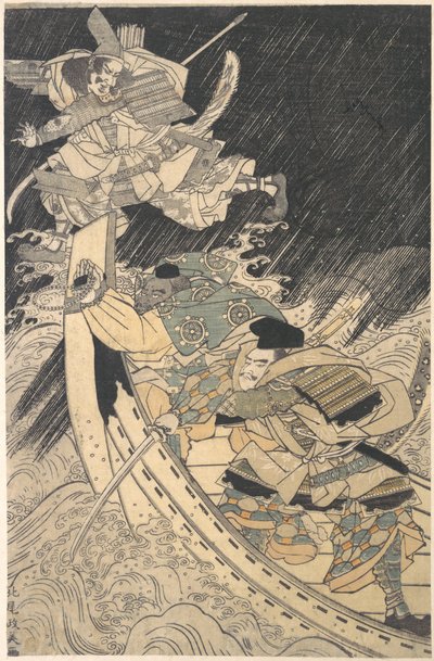 Minamoto Yoshitsune y su criado, el monje Benkei de Kitao Masayoshi