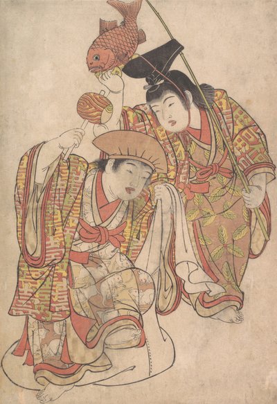 Niños disfrazados de Daikoku y Ebisu, ca. 1780 de Kitao Shigemasa